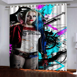 Harley Quinn Pattern Curtains Blackout Window Drapes (Online Order Only)