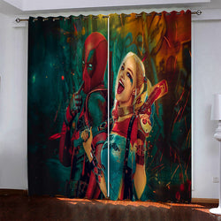 Harley Quinn Pattern Curtains Blackout Window Drapes (Online Order Only)