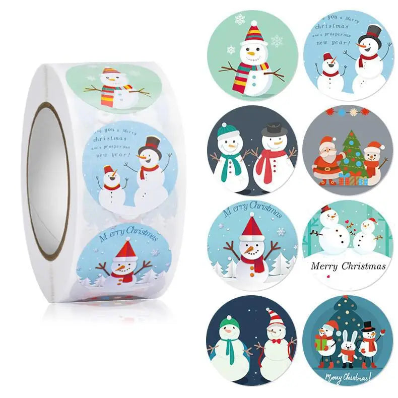 500pcs Merry Christmas Stickers Roll Round Holiday Label Stickers Christmas Envelope Stickers for Cards, Presents, Bag,Gift Box (ONLINE ORDER ONLY)