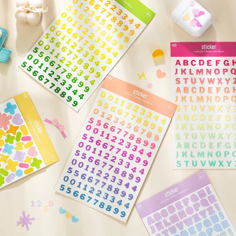 2 sheets Ins Kawaii Alphabet Letter Number Stickers Scrapbooking Decorative Sticker DIY Diary Album Stick Label Stationery (ONLINE ORDER ONLY)