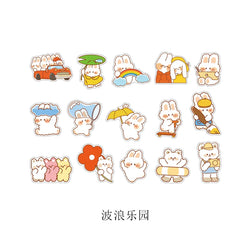 15Pcs/lot Cute Rabbit Bear Stickers PET Scrapbooking Stickers Decorative Ablum Diary For Children Stationery (ONLINE ORDER ONLY)