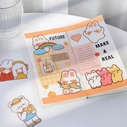 15Pcs/lot Cute Rabbit Bear Stickers PET Scrapbooking Stickers Decorative Ablum Diary For Children Stationery (ONLINE ORDER ONLY)