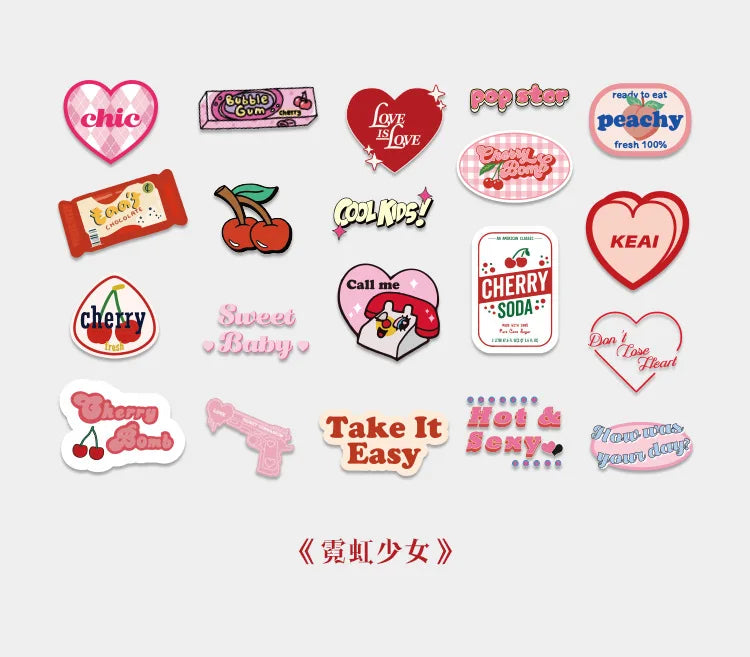 40Pcs/pack Cute Pink Girl Heart Stickers Scrapbooking Decorative Sticker Korean DIY Diary Album Stick Label Kawaii Stationery (ONLINE ORDER ONLY)