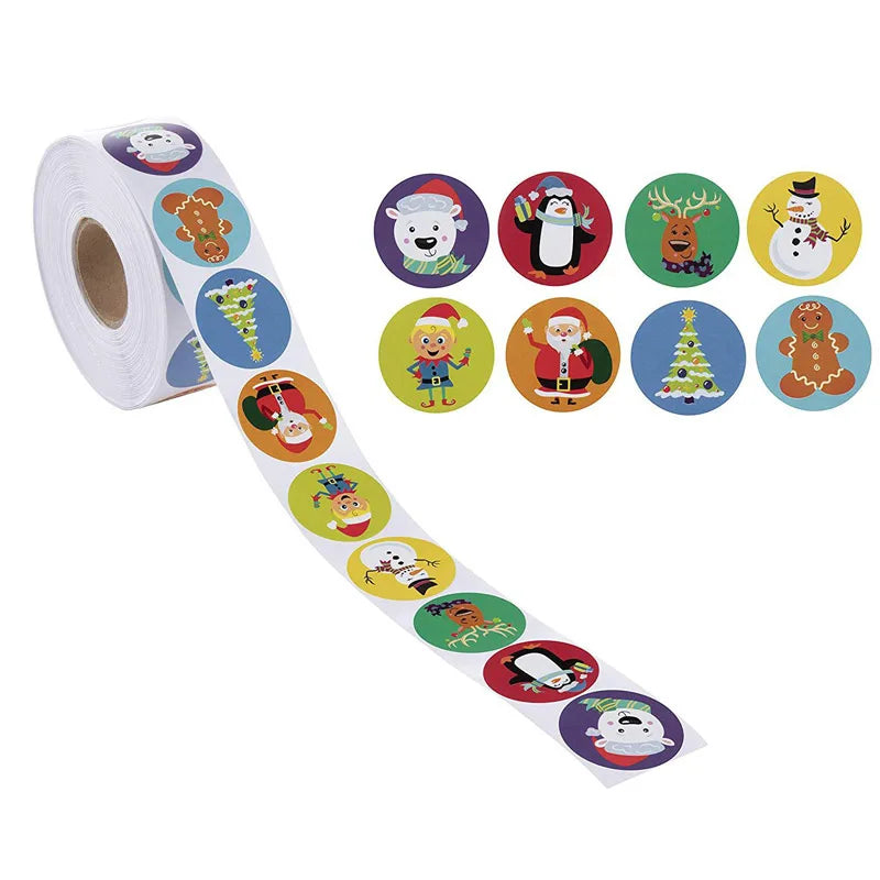 100-500pcs Christmas Sticker Cartoon Christmas Tree Santa Claus Paper Label Merry Christmas Cute Stickers Stationery Stickers (ONLINE ORDER ONLY)
