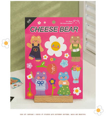 Kawaii Cheese Bear Stickers Scrapbooking Decorative Sticker Korean DIY Diary Album Stick Label School Stationery (Online Order Only)