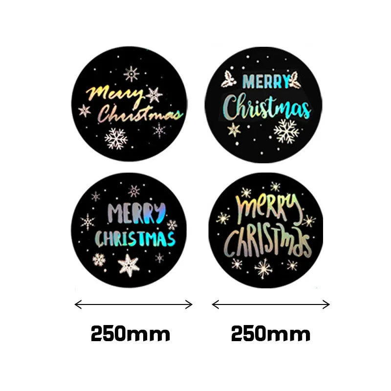 100-500Pcs Merry Christmas Stickers Seal Labels Gold Silver 1 Inch Round Stickers For Handmade Sticker Card Box Package Labels (ONLINE ORDER ONLY)