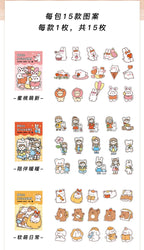 15Pcs/lot Cute Rabbit Bear Stickers PET Scrapbooking Stickers Decorative Ablum Diary For Children Stationery (ONLINE ORDER ONLY)