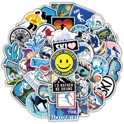 10/50pcs Skiing Sticker Winter Outdoor Sport Graffiti Cartoon Stickers for Snowboard Skateboard Helmet Car Laptop Suitcase (Online Order Only)