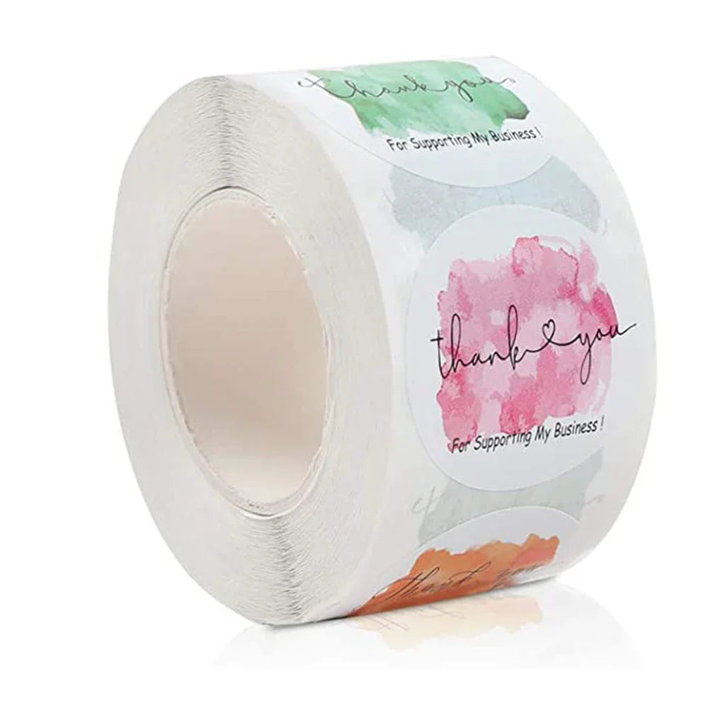 500Pcs/roll THANK YOU Stickers Four Color Business Card Set Customer Business Sealing Sticker Labels Birthday Wedding Gifts Card (ONLINE ORDER ONLY)