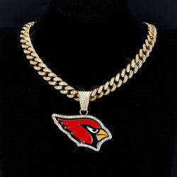 Sports Customized LOGO Pendant Necklace with Iced Out Cuban Chains for Football Fans Birthday Gifts (ONLINE ORDER ONLY)