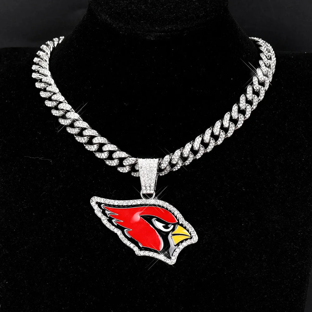 Sports Customized LOGO Pendant Necklace with Iced Out Cuban Chains for Football Fans Birthday Gifts (ONLINE ORDER ONLY)