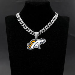 Sports Customized LOGO Pendant Necklace with Iced Out Cuban Chains for Football Fans Birthday Gifts (ONLINE ORDER ONLY)
