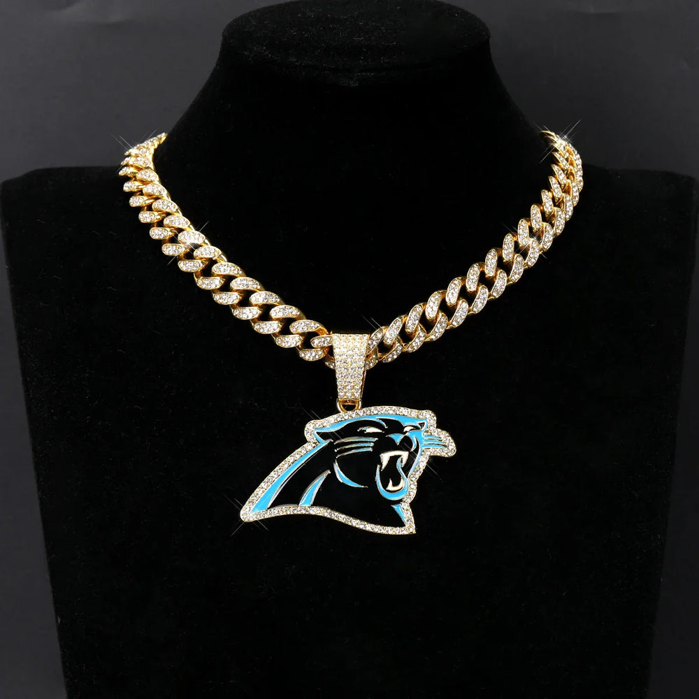 Sports Customized LOGO Pendant Necklace with Iced Out Cuban Chains for Football Fans Birthday Gifts (ONLINE ORDER ONLY)