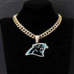 Sports Customized LOGO Pendant Necklace with Iced Out Cuban Chains for Football Fans Birthday Gifts (ONLINE ORDER ONLY)