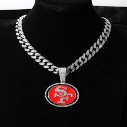 Sports Customized LOGO Pendant Necklace with Iced Out Cuban Chains for Football Fans Birthday Gifts (ONLINE ORDER ONLY)