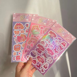 Cute Little Girl Laser Sticker Hand Account Material Decoration Stickers Korean DIY Diary Album Stick Label Kawaii Stationery (ONLINE ORDER ONLY)