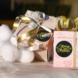 Rose Gold Merry Christmas Stickers Scrapbook 1inch 100-500pcs Sealing Label Stickers For Party DIY Packaging Stationery Stickers (ONLINE ORDER ONLY)