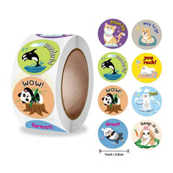 New 500 Pcs Reward Stickers Motivational Stickers Roll For Kids For School Reward Students Teachers Cute Animals Stickers Labels (Online Order Only)