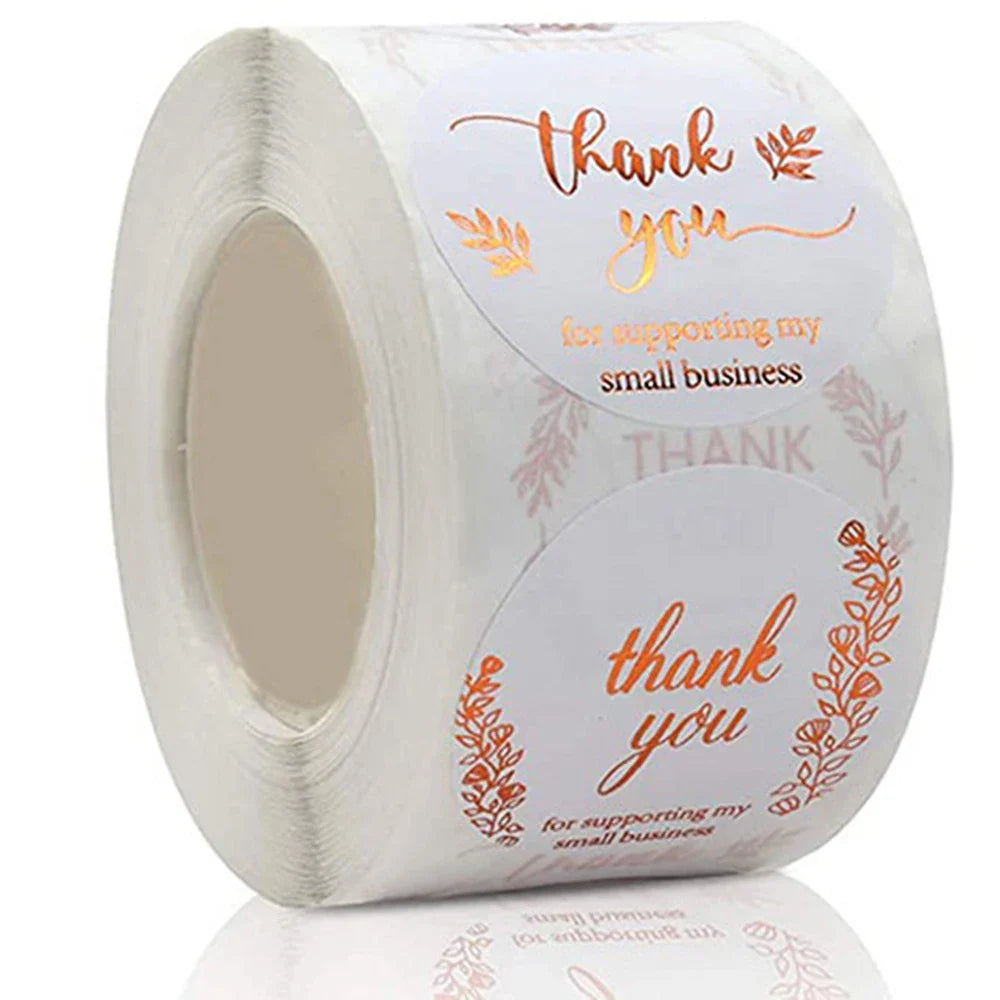 500Pcs/roll THANK YOU Stickers Four Color Business Card Set Customer Business Sealing Sticker Labels Birthday Wedding Gifts Card (ONLINE ORDER ONLY)