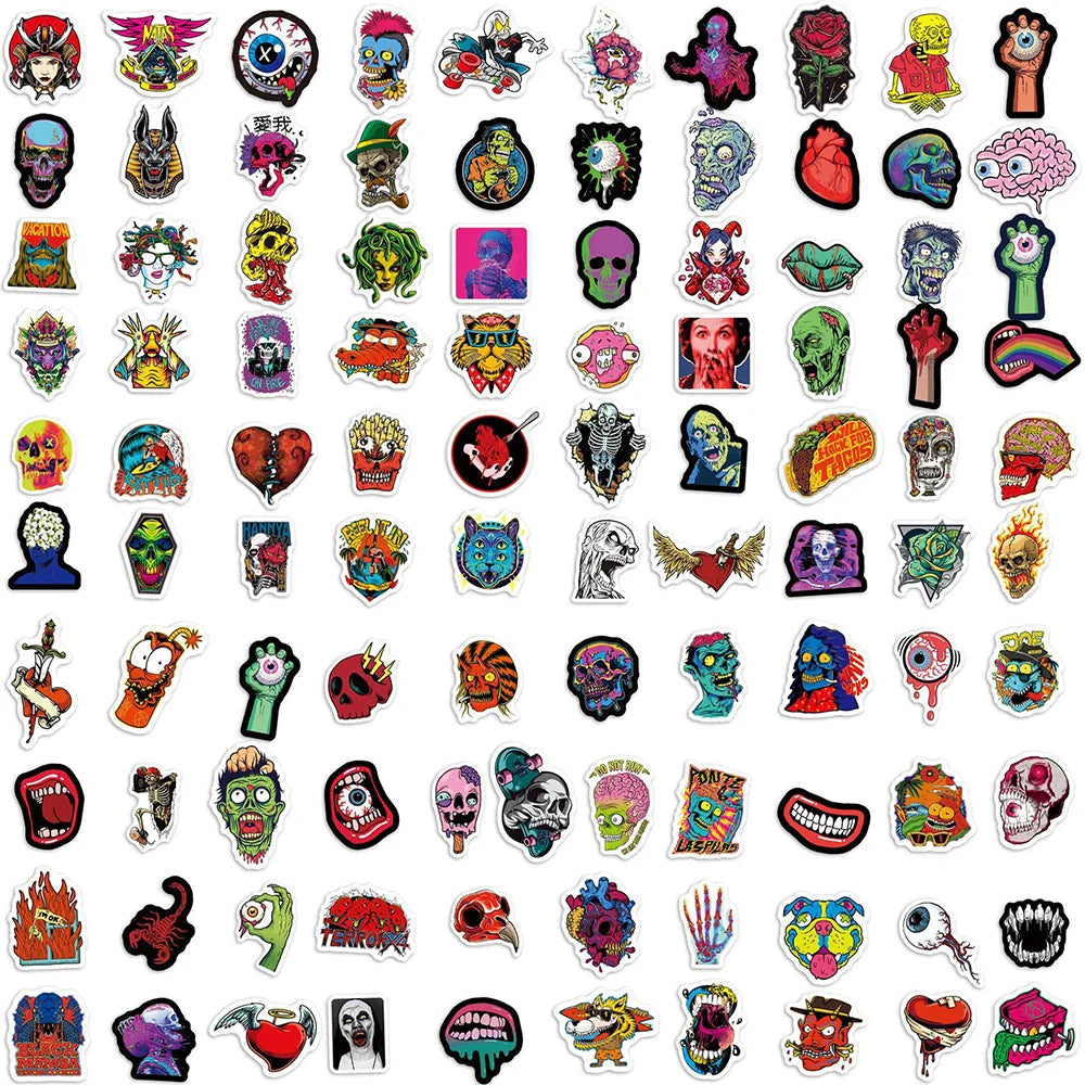 10/50/100PCS Horror Series Stickers Skull Zombie Skateboard Guitar Laptop Motorcycle Suitcase Bike Cool Sticker Decal Kid Toy (ONLINE ORDER ONLY)