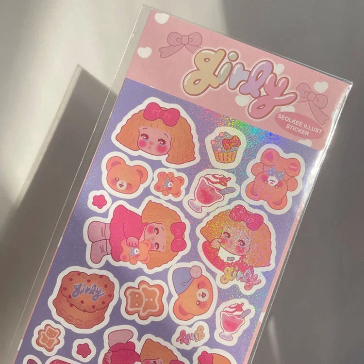 Cute Little Girl Laser Sticker Hand Account Material Decoration Stickers Korean DIY Diary Album Stick Label Kawaii Stationery (ONLINE ORDER ONLY)