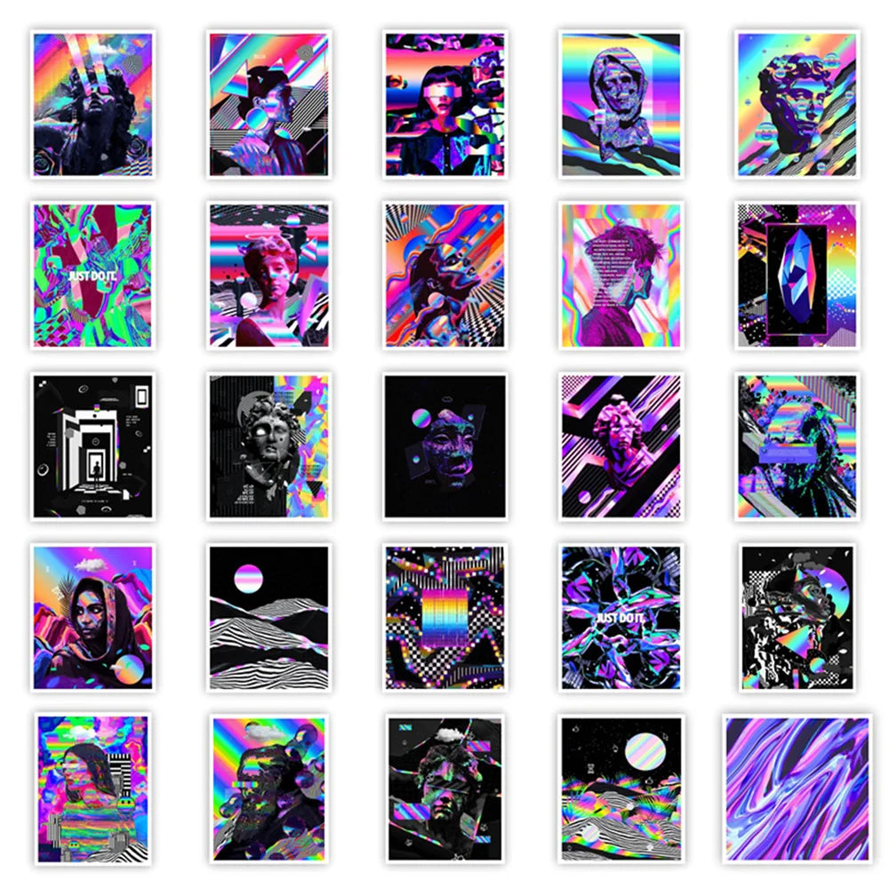 10/30/50pcs Psychedelic Cool Graffiti Stickers Aesthetic DIY Skateboard Laptop Helmet Phone Luggage Car Decals Kids Sticker Toy (ONLINE ORDER ONLY)