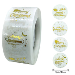 Rose Gold Merry Christmas Stickers Scrapbook 1inch 100-500pcs Sealing Label Stickers For Party DIY Packaging Stationery Stickers (ONLINE ORDER ONLY)
