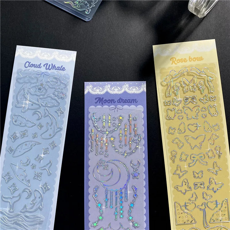 Ins Creative Laser Hot Stamping Sticker Butterfly Whale Stickers Idol Card Hand Account Decoration Stickers Kawaii Stationery (ONLINE ORDER ONLY)