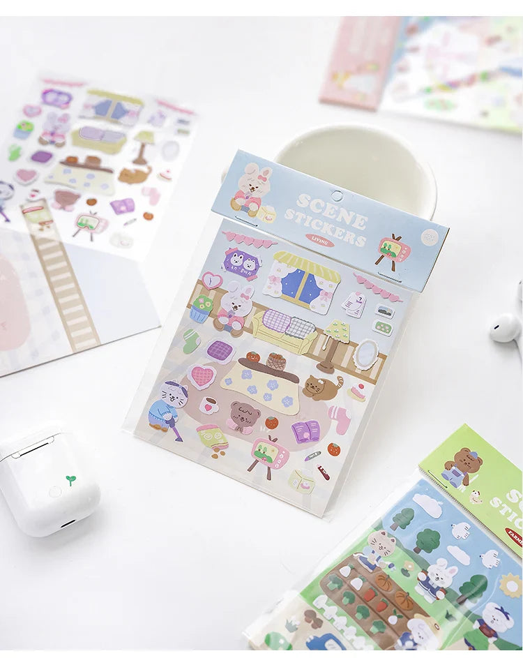 2Pcs Lovely Daily Series Stickers ins Hand Account Decoration Material Stickers Scrapbooking Stick Label Diary Album Stationery (ONLINE ORDER ONLY)