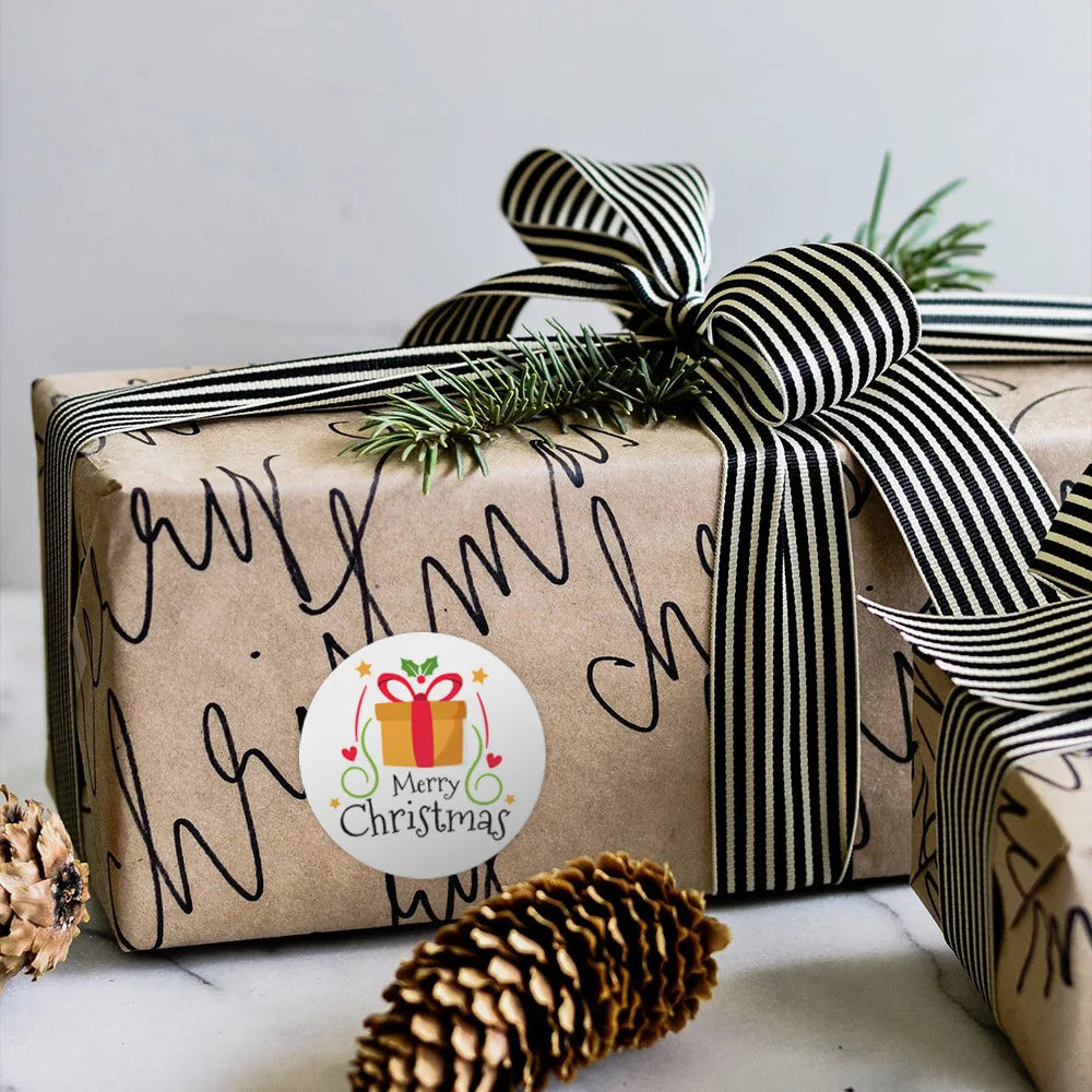 100-500Pcs Merry Christmas Socks Tree Label Stickers for Gift Card Package Wrapping Festival Party Baking Small Business 1 Inch (ONLINE ORDER ONLY)