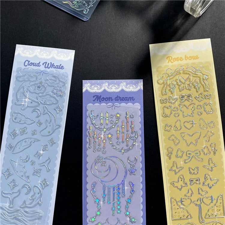 Ins Creative Laser Hot Stamping Sticker Butterfly Whale Stickers Idol Card Hand Account Decoration Stickers Kawaii Stationery (ONLINE ORDER ONLY)