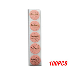 100-500pcs Black Handmade With Love 1 Inch Baking Label Wedding Sticker Party Label Decoration Envelope Seal Stationery Sticker (Online Order Only)