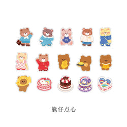 15Pcs/lot Cute Rabbit Bear Stickers PET Scrapbooking Stickers Decorative Ablum Diary For Children Stationery (ONLINE ORDER ONLY)