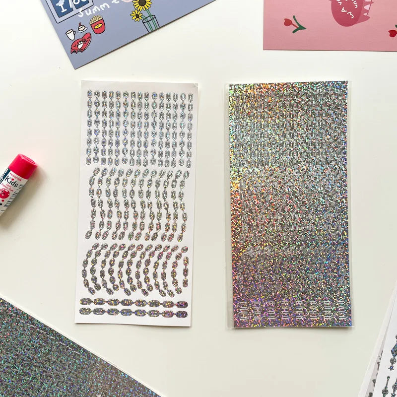 Ins Butterfly Star Moon Chain Laser Sticker Scrapbooking Decorative Sticker DIY Diary Album Stick Label Kawaii Stationery (ONLINE ORDER ONLY)