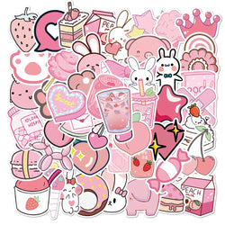 VSCO Cute Pink Cartoon Stickers for Laptop, Car, Bike, Luggage, Kids - 10/30/50PCS (Online Order Only)