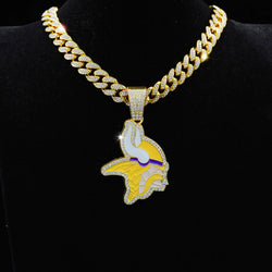 Sports Customized LOGO Pendant Necklace with Iced Out Cuban Chains for Football Fans Birthday Gifts (ONLINE ORDER ONLY)