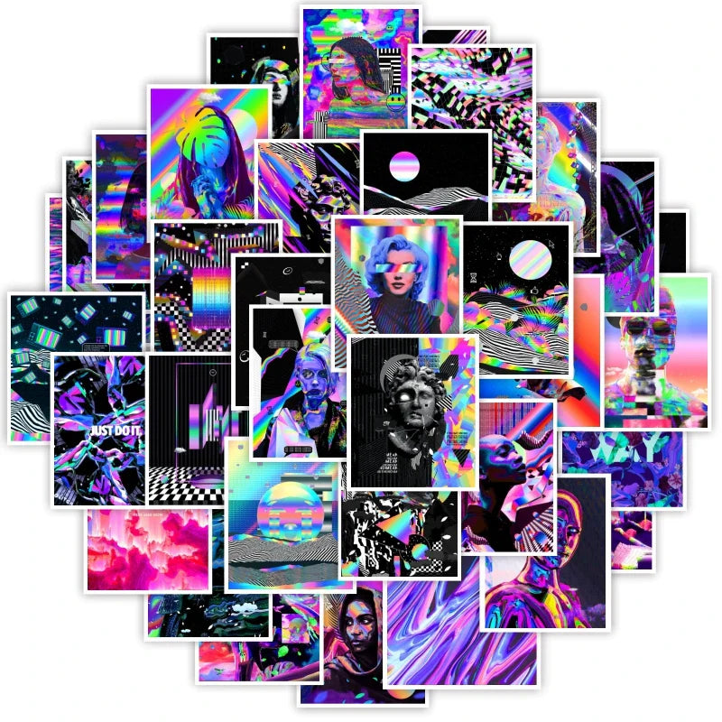 10/30/50PCS Cartoon Psychedelic Art Aesthetic Stickers Graffiti Decals Skateboard Laptop Phone Bike Car Cool Toy Sticker for Kid (ONLINE ORDER ONLY)