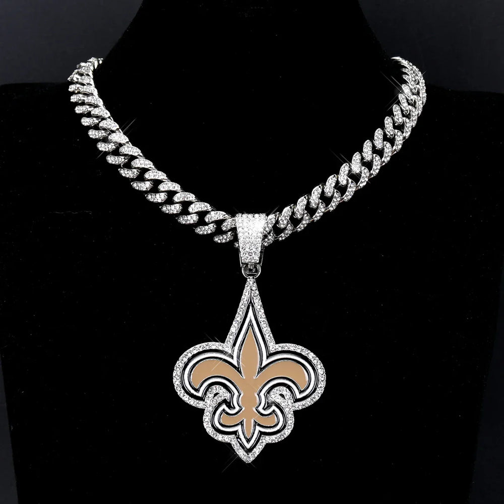 Sports Customized LOGO Pendant Necklace with Iced Out Cuban Chains for Football Fans Birthday Gifts (ONLINE ORDER ONLY)