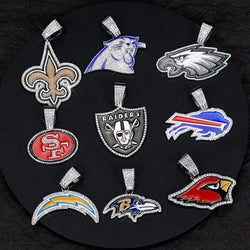 Sports Customized LOGO Pendant Necklace with Iced Out Cuban Chains for Football Fans Birthday Gifts (ONLINE ORDER ONLY)