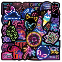 10/30/50/100PCS Cartoon Neon Light Graffiti Sticker Packs (ONLINE ORDER ONLY)