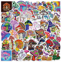 Psychedelic Mushroom Stickers Decal Set for Car, Guitar, Motorcycle, Luggage, Suitcase, Cartoon Graffiti (Online Order Only)