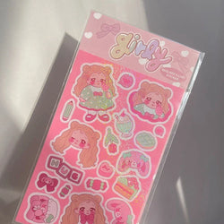 Cute Little Girl Laser Sticker Hand Account Material Decoration Stickers Korean DIY Diary Album Stick Label Kawaii Stationery (ONLINE ORDER ONLY)