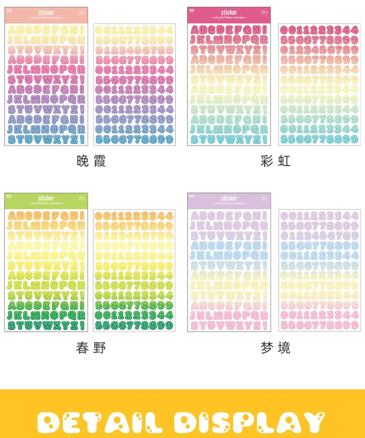2 sheets Ins Kawaii Alphabet Letter Number Stickers Scrapbooking Decorative Sticker DIY Diary Album Stick Label Stationery (ONLINE ORDER ONLY)