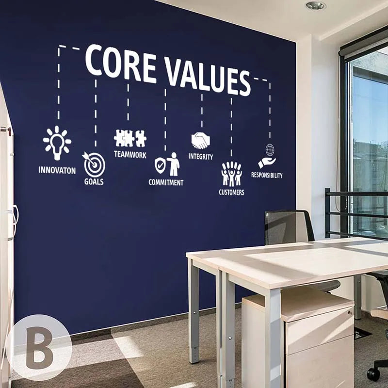 Large Core Values Motivational Quote Wall Sticker Office Teamwork Vinyl Decal (ONLINE ORDER ONLY)