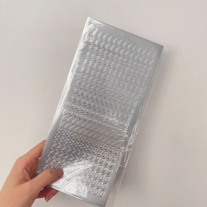 Stamping Gold Silver Number Stickers Korean Ins Hand Account Photo Album Creative DIY Deco Material Stickers Stationery (Online Order Only)