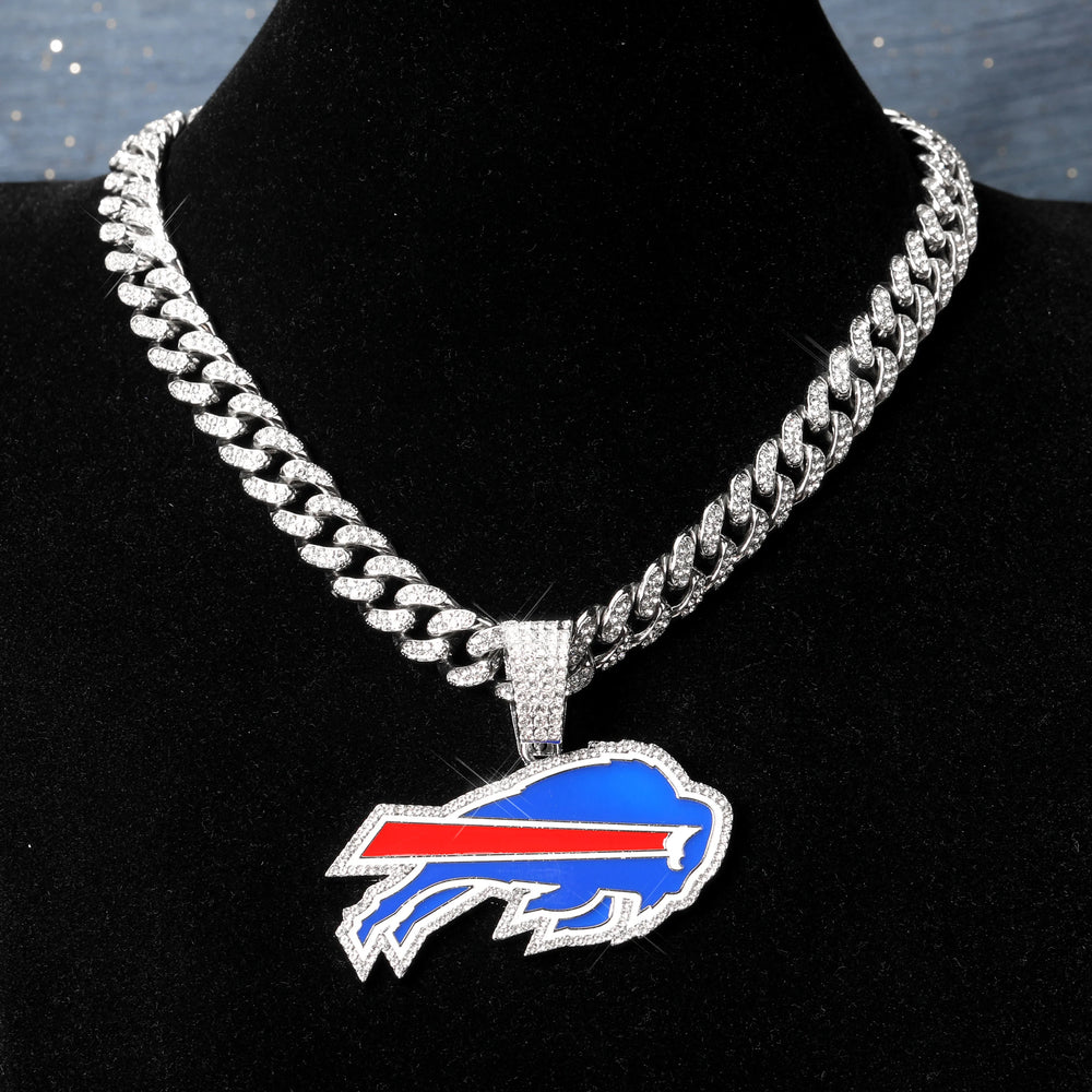 Sports Customized LOGO Pendant Necklace with Iced Out Cuban Chains for Football Fans Birthday Gifts (ONLINE ORDER ONLY)