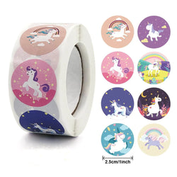Reward Sticker For Kids Mermaid Unicorn Animal Cute Pattern 500pcs/roll 1 Inch 8 Designs School Teacher Supplies Child Sticker (ONLINE ORDER ONLY)