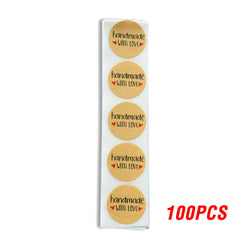 100-500pcs Black Handmade With Love 1 Inch Baking Label Wedding Sticker Party Label Decoration Envelope Seal Stationery Sticker (Online Order Only)
