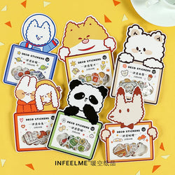40Pcs/lot Kawaii Crimp Animal Series Decoration Sticker DIY Scrapbooking Label Diary Album Sticker Escolar Cute Stationery Gift (Online Order Only)