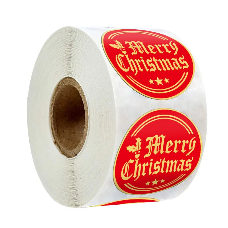 Rose Gold Merry Christmas Stickers Scrapbook 1inch 100-500pcs Sealing Label Stickers For Party DIY Packaging Stationery Stickers (ONLINE ORDER ONLY)